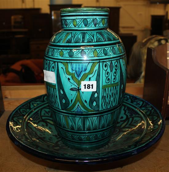 Isnic pottery vase & dish